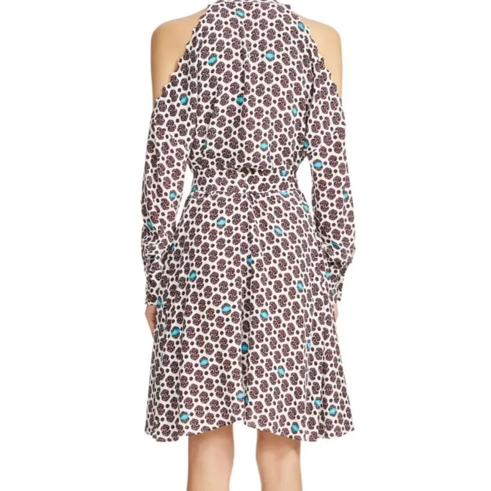 MAJE Ralinka Printed Cold-Shoulder Dress Button Down in Size 3 US Large